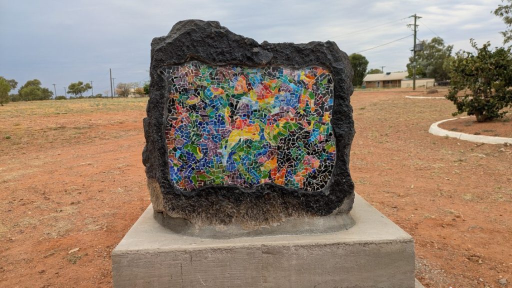 Smalti mosaic to represent the famous Galaxy Opal discovered in Jundah out in the Qld channel country, Barcoo Shire.