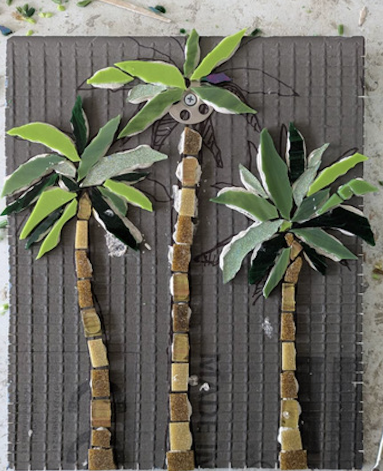 Palm trees adhered to Wedi board